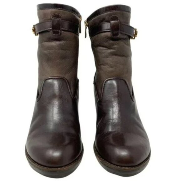 Tory Burch Primrose Lamb Leather Shearling Wedge Ankle Boots - Size 6.5 - Picture 4 of 9